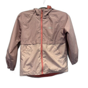 Eddie Bauer Windbreaker Zip Up Rain Jacket Pink Play Hood Kids sz Small 7/8